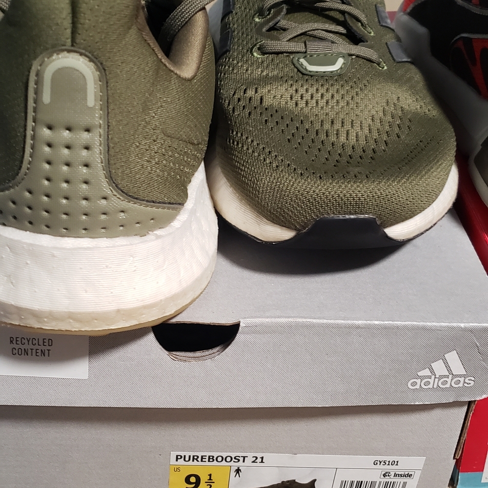 Adidas Pureboost 21 Olive Green Athletic Shoes